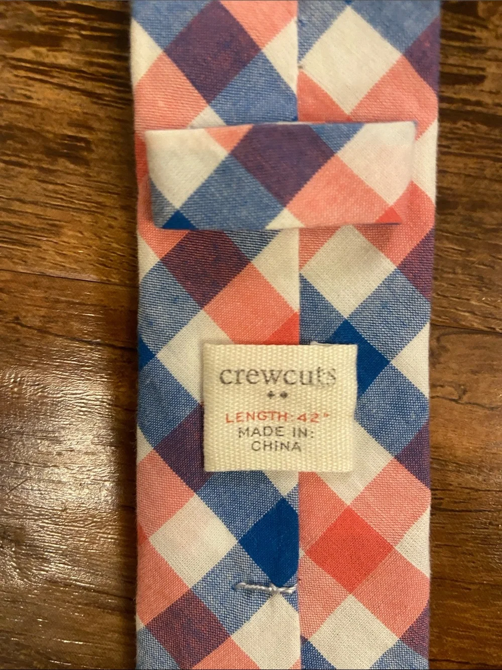 Crewcuts BoysCheck Skinny Tie - Blue, Coral & White x2